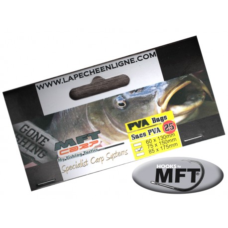Sacs PVA MFT 75x150mm | 25 sacs solubles pour pêche technique | La Pêche en Ligne