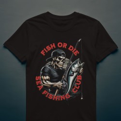 T-Shirt Aventure - Fish or Die | Style Aventure & Éthique | La Pêche en Ligne